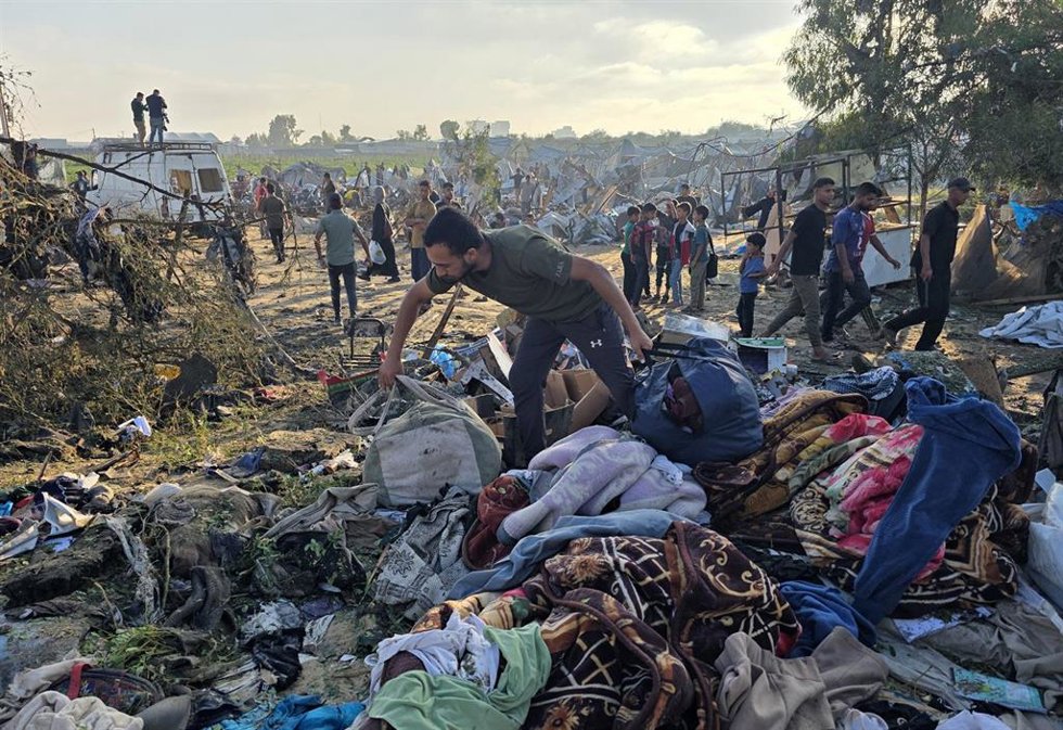 Desplazados palestinos en Jan Yunis, en el sur de la Franja de Gaza