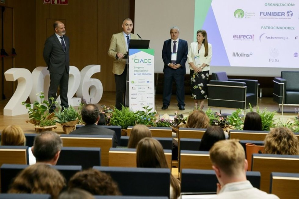 El consejero de Medio Ambiente, Roberto Media, durante su intervención en el CIACC 2026
