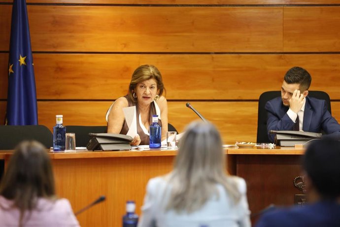 La directora de Radiotelevisión de Castilla-La Mancha, Carmen Amores, que este miércoles ha comparecido ante la Comisión de Control de las Cortes.