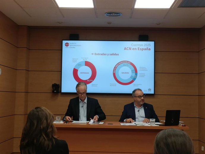 El presidente y el director de ACN España, Walther Plettenberg y José María Gallardo, respectivamente.