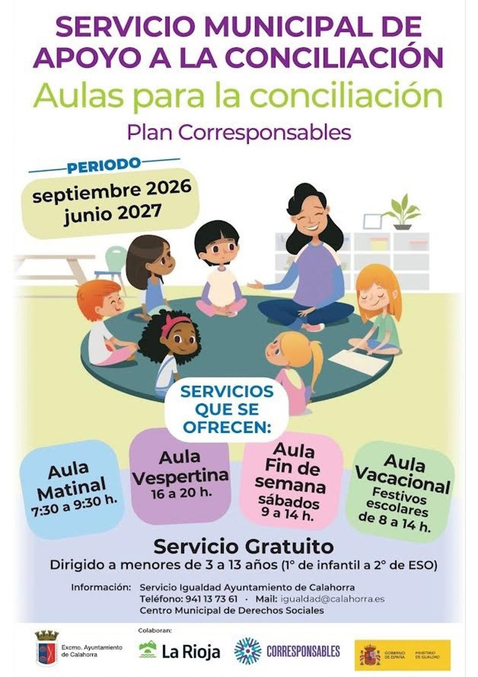 Abierto el plazo para inscribirse en las 'Aulas para la conciliación' de Calahorra desde este miércoles, 1 de julio