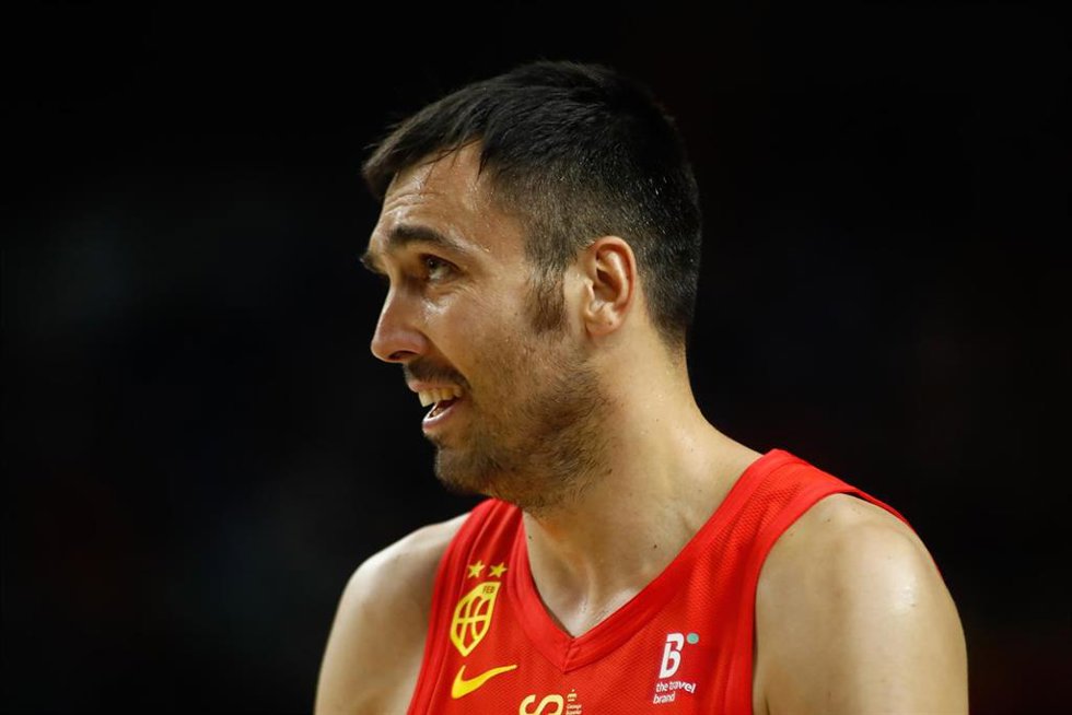 Archivo - El ala-pívot español Pierre Oriola en el partido contra Irán en la preparación para los Juegos Olímpicos de Tokyo 2020.