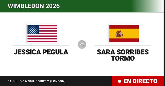Jessica Pegula - Sara Sorribes Tormo: resumen y estadísticas del partido de Treintaidosavos de final de Wimbledon WTA