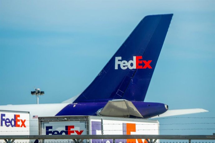 June 30, 2026, West Palm Beach, Fl, USA: A FedEx cargo jet is seen at PBI on Tuesday afternoon, the day before the renaming  is set to take effect.