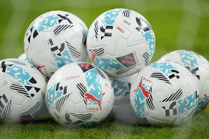 Archivo - Illustration, ball of the match during the Spanish League, LaLiga EA Sports, football match played between Real Madrid and Real Oviedo at Bernabeu stadium on May 14, 2026, in Madrid, Spain.