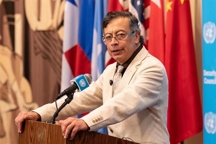 Gustavo Petro, presidente de Colombia, hablando en la sede de la ONU, en Nueva York, en una imagen de archivo.