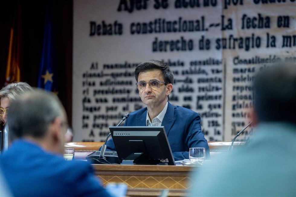 El presidente de la Corporación de Radio y Televisión Española, José Pablo López Sánchez, comparece de manera periódica ante la Comisión Mixta de Control Parlamentario de la Corporación RTVE y sus Sociedades a 25 de junio de 2026, en Madrid (España). 