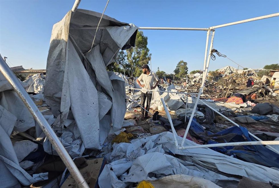 Zona de tiendas de campañas cerca de Jan Yunis, en el sur de la Franja de Gaza 