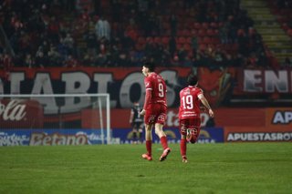 Futbol, Nublense vs Huachipato Decimo quinta fecha, campeonato Nacional Liga de Primera 2026. El jugador de Nublense F. Rami es fotografiado celebrando su gol durante el partido de primera division disputado en el estadio Nelson Oyarzun de Chillan,