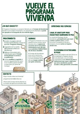 Cartel informativo del Programa Vivienda de la Universidad de León.