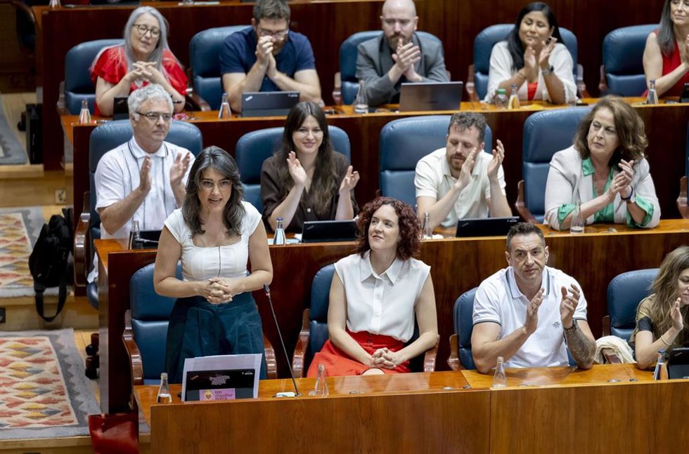 La portavoz de Más Madrid en la Asamblea de Madrid, Manuela Bergerot, durante un pleno de la Asamblea de Madrid