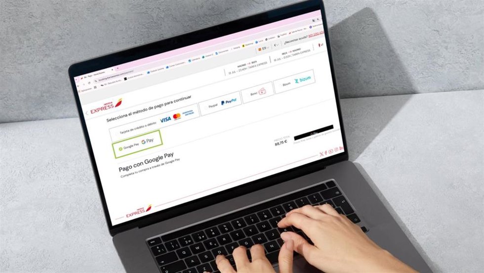 Iberia Express incorpora Apple Pay y Google Pay como nuevas formas de pago en su web.