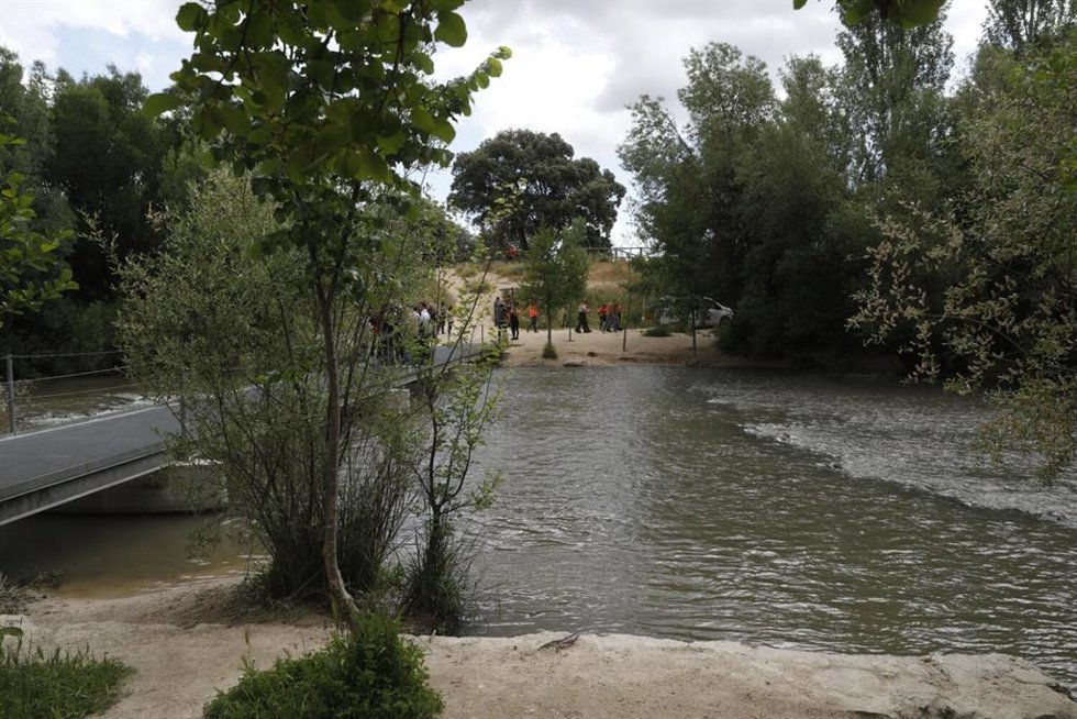 Imagen del río Manzanares a su paso por los alrededores de la presa de Mingorrubio