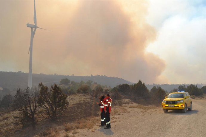 Imagen del incendio declarado en Leciñena.