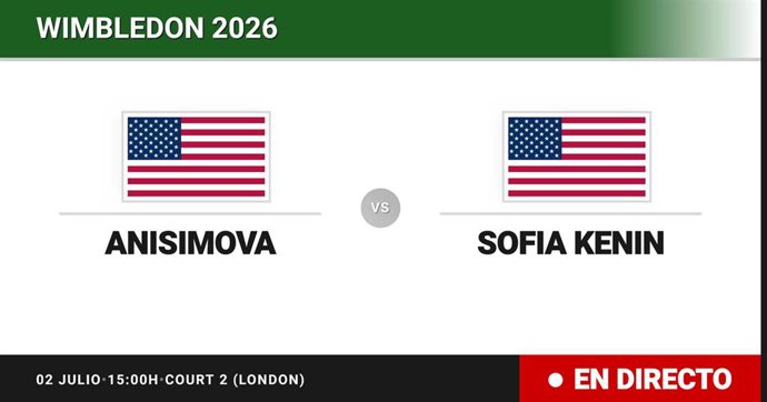 Amanda Anisimova - Sofia Kenin: resumen y estadísticas del partido de Treintaidosavos de final de Wimbledon WTA
