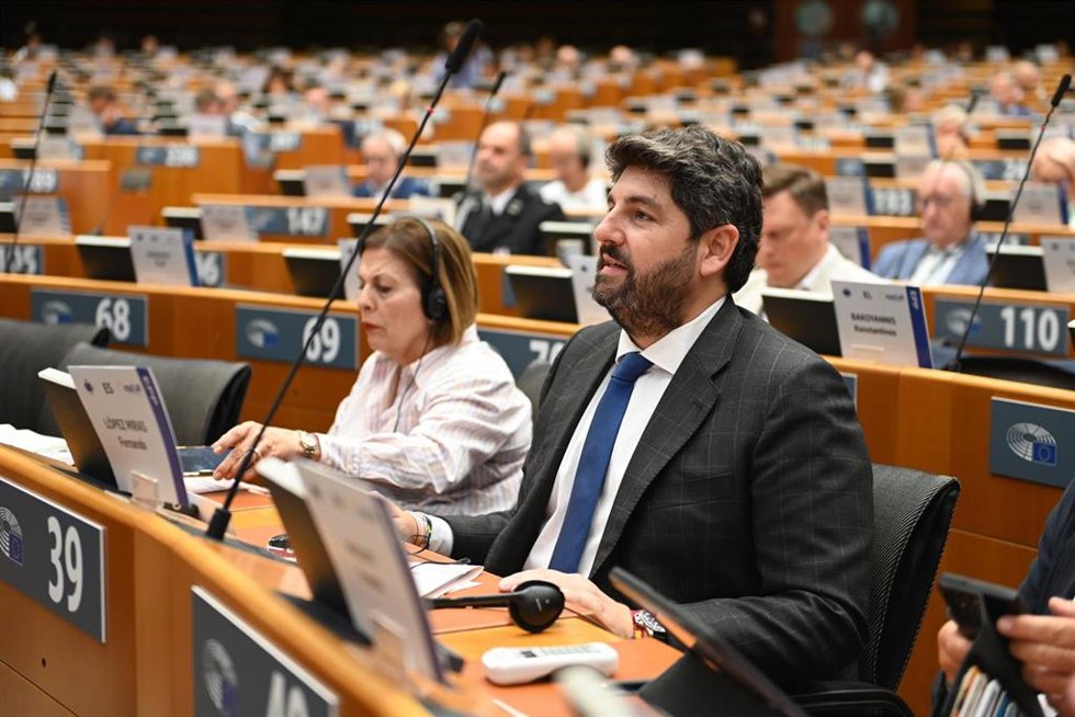 Intervención del presidente de la Región de Murcia, Fernando López Miras, este jueves en el pleno del Comité Europeo de las Regiones