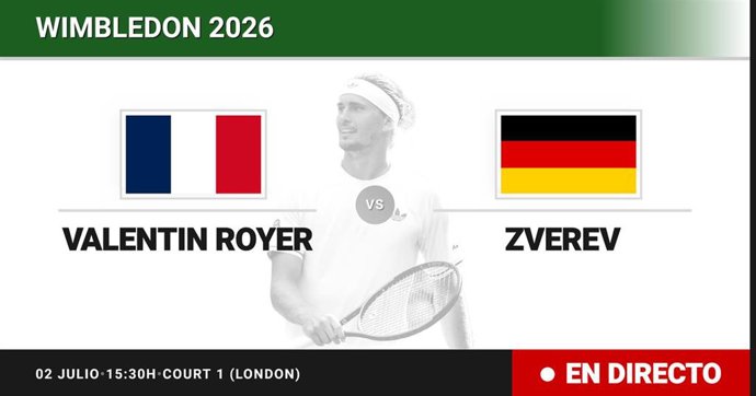 Valentin Royer - Alexander Zverev: resumen y estadísticas del partido de Treintaidosavos de final de Wimbledon ATP