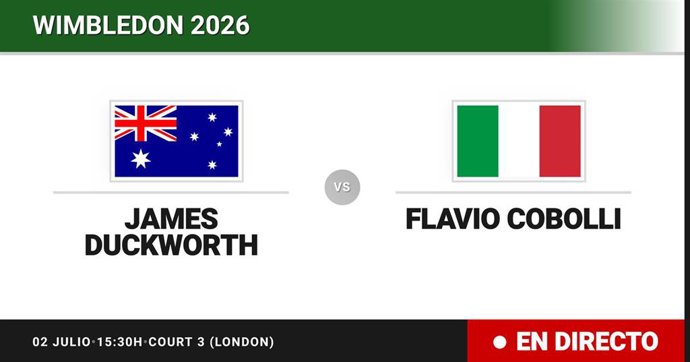 James Duckworth - Flavio Cobolli: resumen y estadísticas del partido de Treintaidosavos de final de Wimbledon ATP