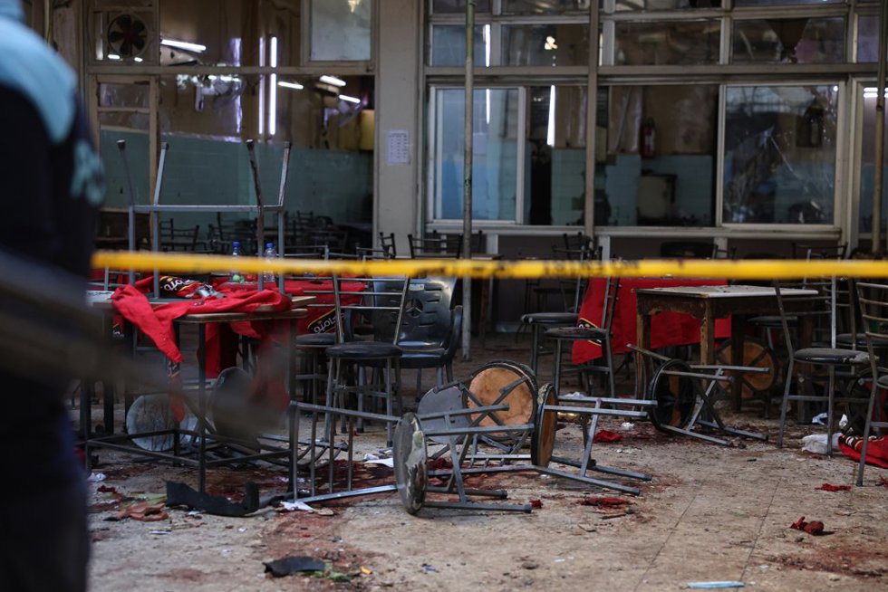 Cafetería donde ha tenido lugar la explosión en Damasco, cerca del Palacio de Justicia.