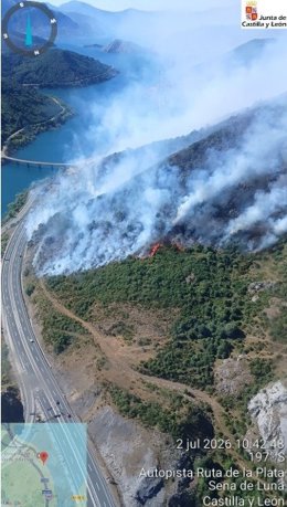 Incendio en Sena de Luna (León).