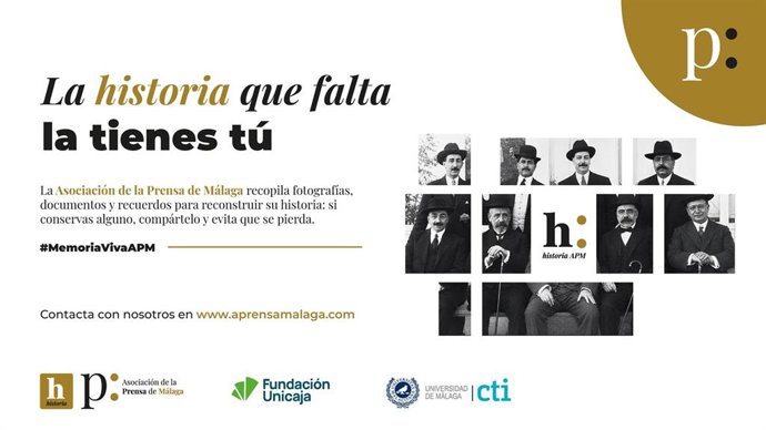 Cartel de la campaña de la Asociación de la Prensa de Málaga para la recuperación de documentos que preserven la historia de la APM
