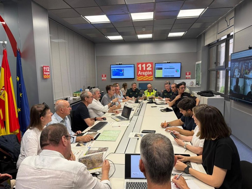 La reunión del CECOPI que ha tenido lugar esta tarde en el Pignatelli.
