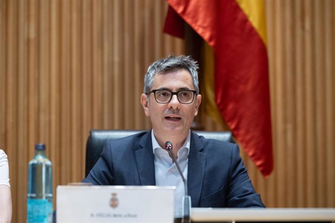 El ministro de Presidencia, Justicia y Relaciones con las Cortes, Félix Bolaños, y Relaciones con las Cortes, Félix Bolaños durante la Jornada ‘Más orgullo menos odio’ en el Congreso de los Diputados, a 2 de julio de 2026, en Madrid (España). 