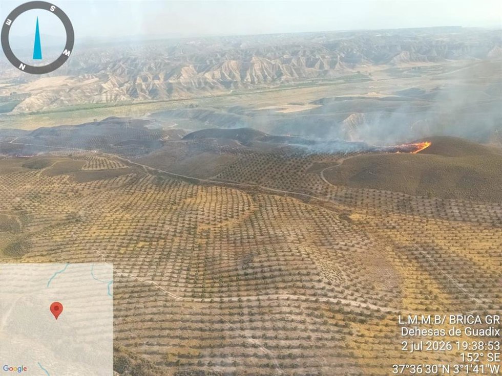 Incendio declarado en el paraje del embalse del Negratín.