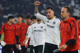 Futbol, Colo Colo vs Cobresal. Fecha 15, Liga de Primera 2026. Los jugadores de Colo Colo celebran el triunfo durante el partido de la Liga de Primera contra Cobresal disputado en el estadio Monumental de Santiago, Chile. 13/06/2026 Jonnathan