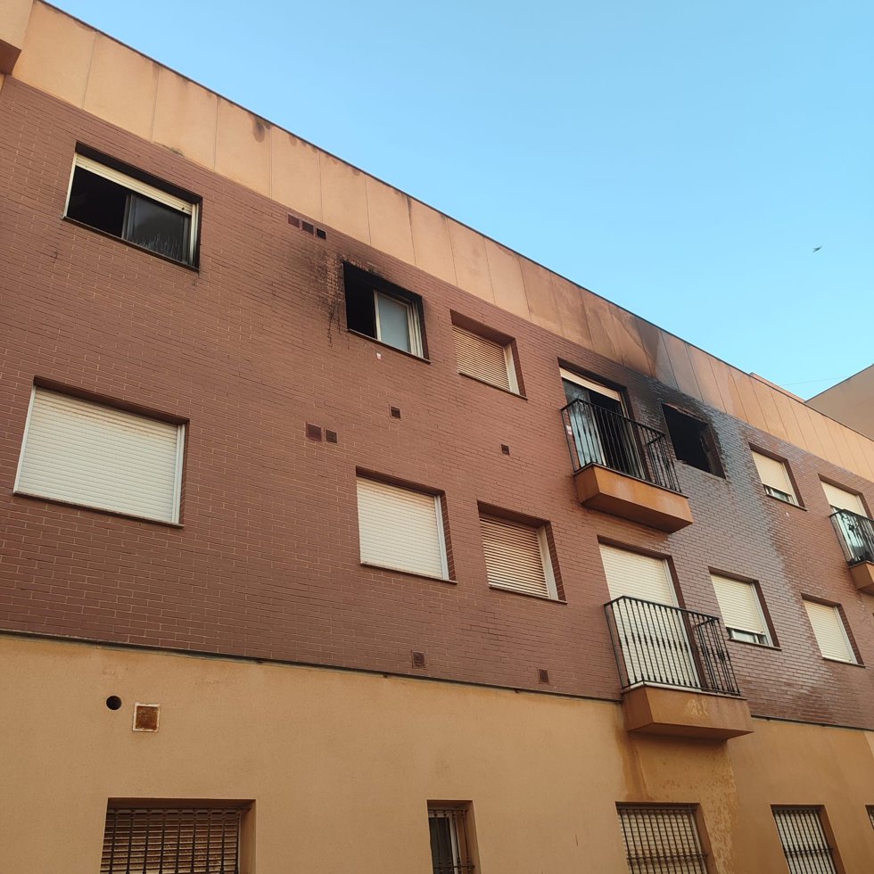 Imagen de la vivienda afectada por un incendio en Cortijos de Marín, Roquetas de Mar (Almería)