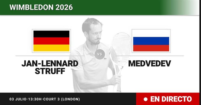 Jan-Lennard Struff - Daniil Medvedev: resumen y estadísticas del partido de Dieciseisavos de final de Wimbledon ATP