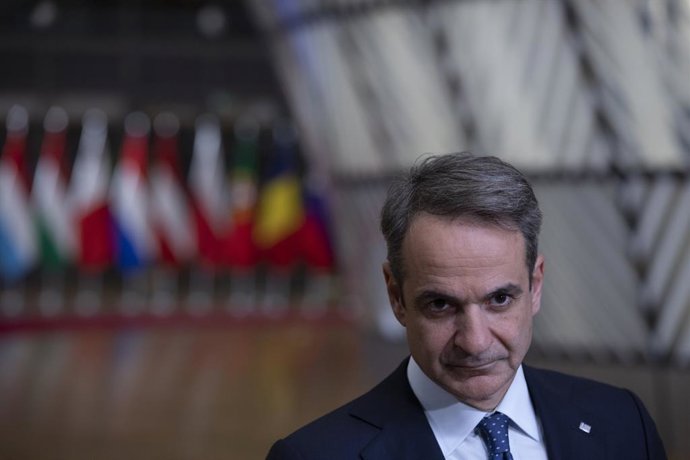 Archivo - January 23, 2026, Brussels, Brussels, Belgium: The Greek Prime Minister Kyriakos MITSOTAKIS spoke to journalists after the extraordinary European summit in Brussels.