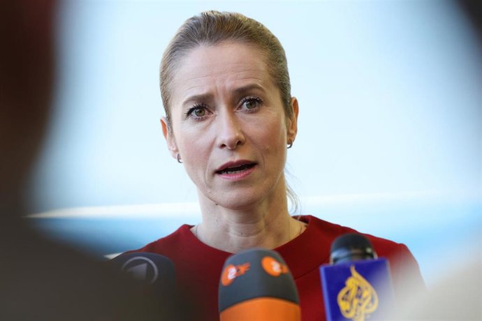 La Alta Representante de la Unión Europea para la Política Exterior, Kaja Kallas, en declaraciones a los medios antes del Consejo de Asuntos Exteriores (CAE) que se celebra este lunes en Luxemburgo.