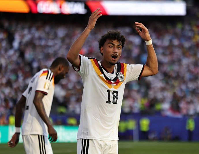 El lateral izquierdo alemán Nathaniel Brown durante el partido de dieciseisavos de final contra Paraguay en el Mundial de Estados Unidos, México y Canadá de 2026.