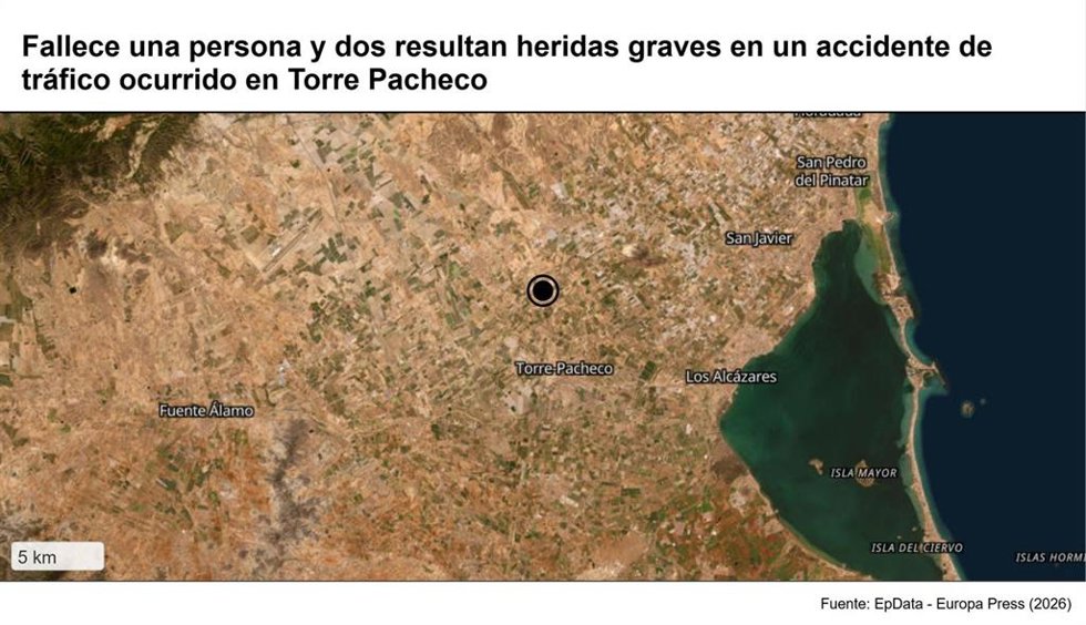 Fallece una persona y dos resultan heridas graves en un accidente de tráfico ocurrido en Torre Pacheco