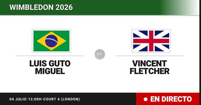 Luis Guto Miguel - Vincent Fletcher: resumen y estadísticas del partido de Treintaidosavos de final de Wimbledon Juniors, Boys