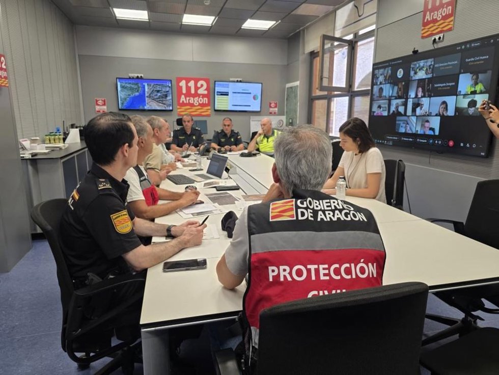 Reunión del CECOP esta mañana en la sala de crisis del 112.