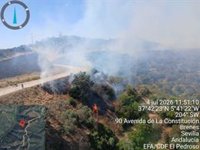 Declarado un incendio forestal en Villanueva del Río y Minas que moviliza a siete medios aéreos