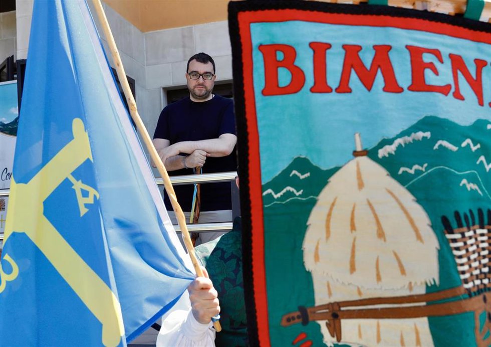 El presidente del Principado, Adrián Barbón, este sábado en Bimenes.