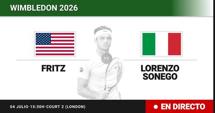Taylor Fritz - Lorenzo Sonego: resumen y estadísticas del partido de Dieciseisavos de final de Wimbledon ATP