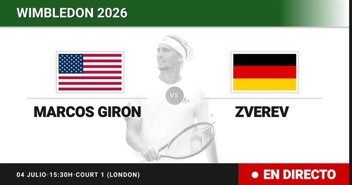 Marcos Giron - Alexander Zverev: resumen y estadísticas del partido de Dieciseisavos de final de Wimbledon ATP