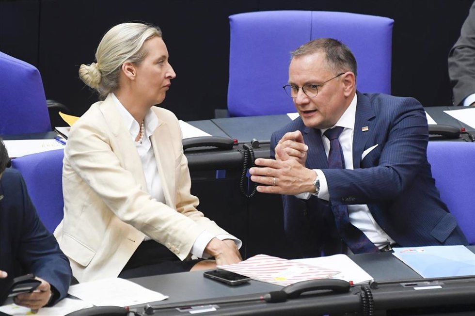 Archivo - Alice Weidel y Tino Chrupalla, copresidentes de Alternativa para Alemania (AfD)
