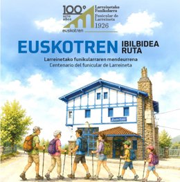 Cartel de la marcha familiar de Euskotren por el centenario del funicular de Larreineta