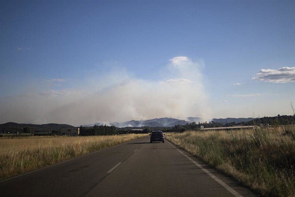 Vista del incendio desde Cruïlles