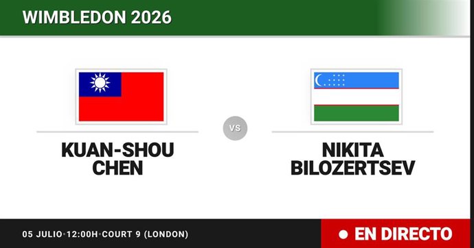 Kuan-Shou Chen - Nikita Bilozertsev: resumen y estadísticas del partido de Treintaidosavos de final de Wimbledon Juniors, Boys