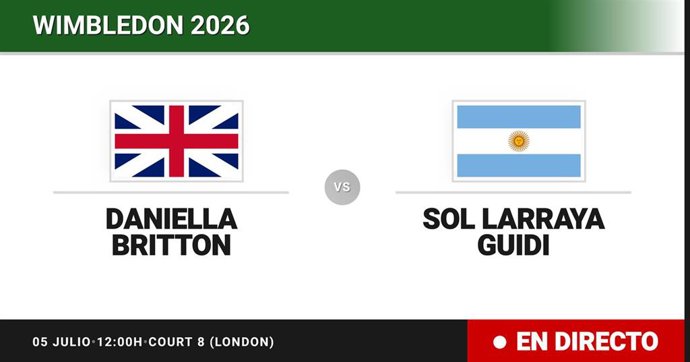 Daniella Britton - Sol Larraya Guidi: resumen y estadísticas del partido de Treintaidosavos de final de Wimbledon Juniors, Girls