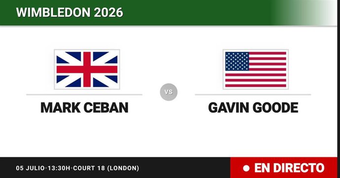 Mark Ceban - Gavin Goode: resumen y estadísticas del partido de Treintaidosavos de final de Wimbledon Juniors, Boys
