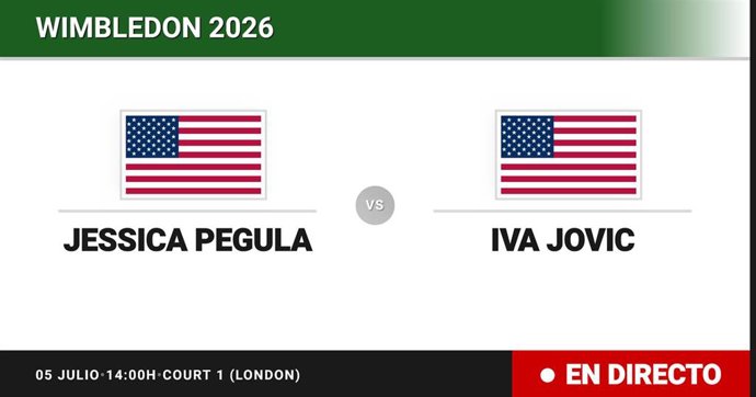 Jessica Pegula - Iva Jovic: resumen y estadísticas del partido de Octavos de final de Wimbledon WTA