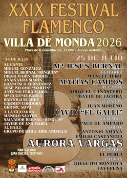 Aurora Vargas encabeza el cartel del XXIX Festival Flamenco Villa de Monda