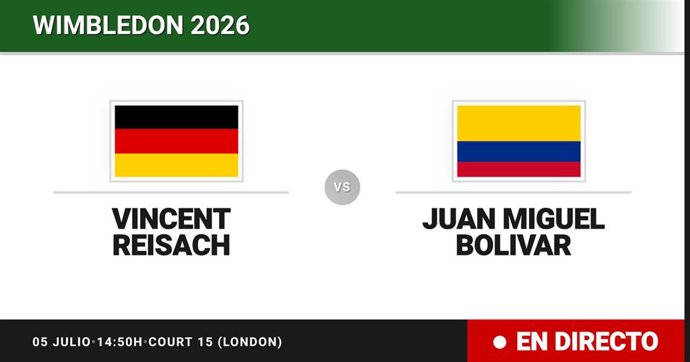 Vincent Reisach - Juan Miguel Bolivar: resumen y estadísticas del partido de Treintaidosavos de final de Wimbledon Juniors, Boys